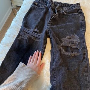 Black distressed carmar jeans